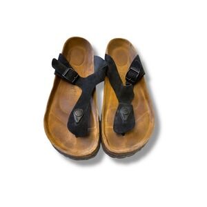 Birkenstock Betula Gizeh Thong Sandals Women's Size 40 Black Suede Comfort Arch
